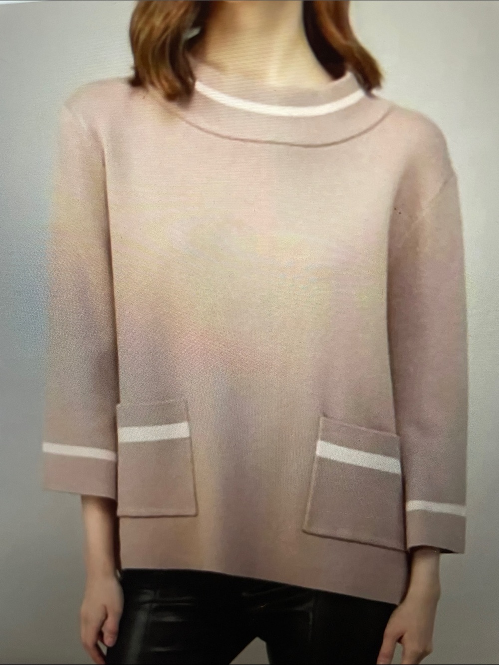 Fate mock neck contrast trim sweater sz S